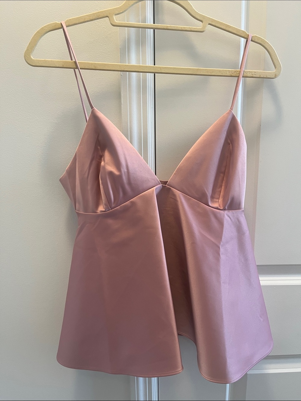 H&M Satin Dusty Pink Peplum Cami Tank Top